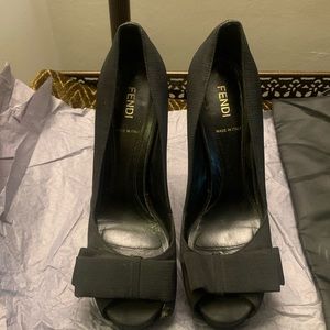 Fendi satin black sandal